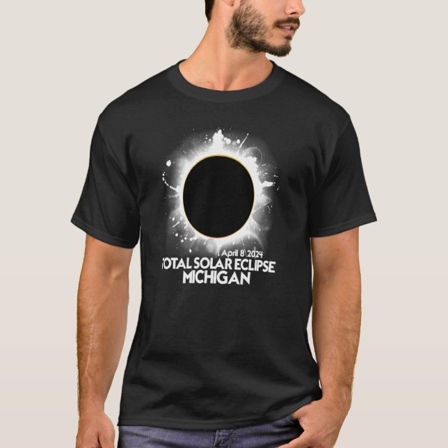 Total Solar Eclipse Michigan 2024 American Totalit T-Shirt (Front)