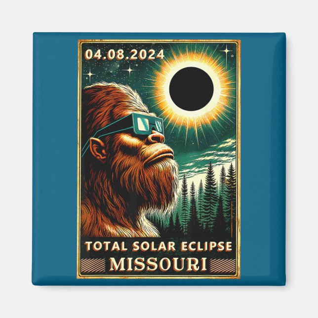 Total Solar Eclipse Missouri Bigfoot Illustration Magnet (Front)