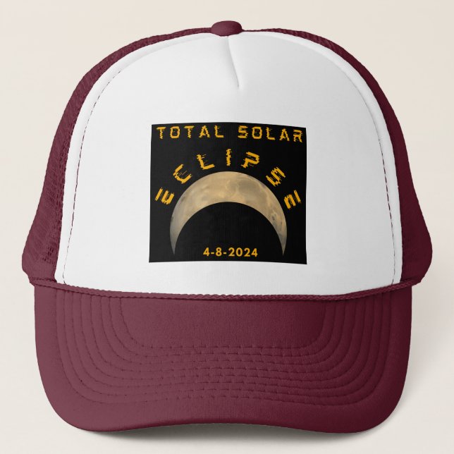 TOTAL SOLAR ECLIPSE MOON SUN EARTH TRUCKER HAT (Front)