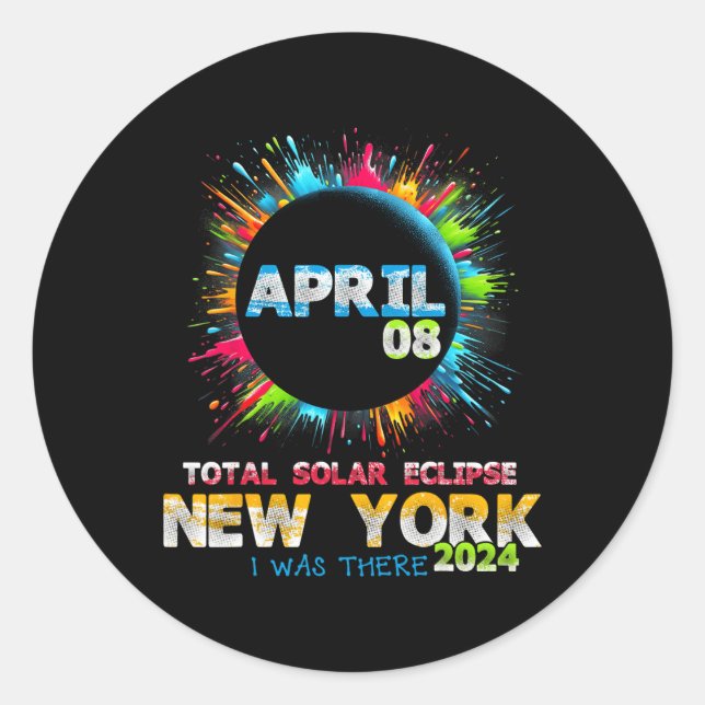 Total Solar Eclipse New York 2024 Colourful Totali Classic Round Sticker (Front)