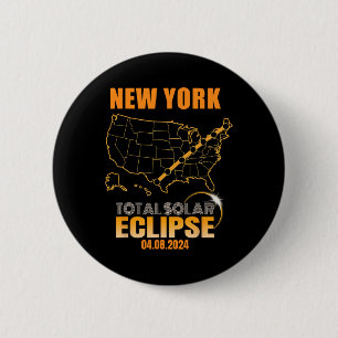 Total Solar Eclipse New York  6 Cm Round Badge