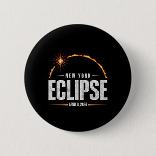 Total Solar Eclipse New York - Total Eclipse 2024  6 Cm Round Badge