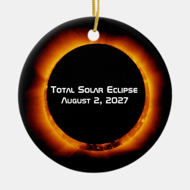 Total Solar Eclipse of the Century 2027 Ceramic Tree Decoration (Front)