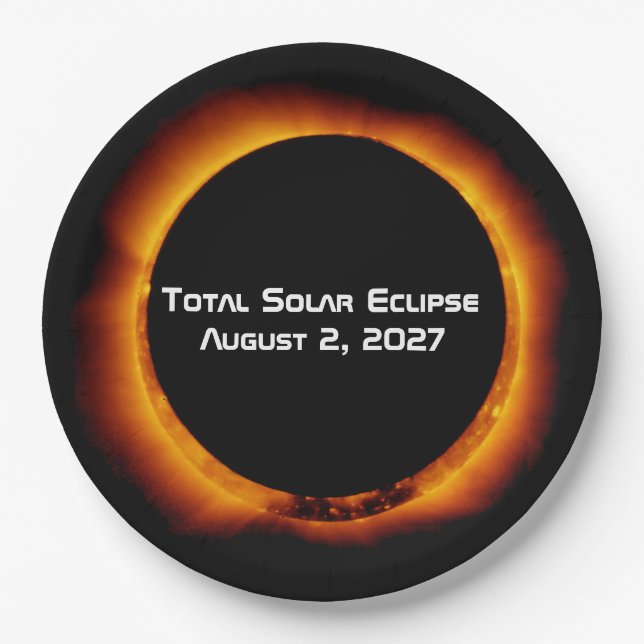 Total Solar Eclipse of the Century 2027 Paper Plate (Front)
