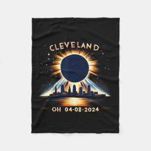 Total Solar Eclipse Oh April 08 2024 Cleveland Sol Fleece Blanket