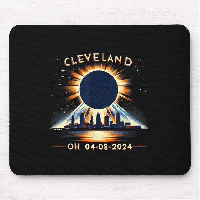 Total Solar Eclipse Oh April 08 2024 Cleveland Sol Mouse Pad (Front)