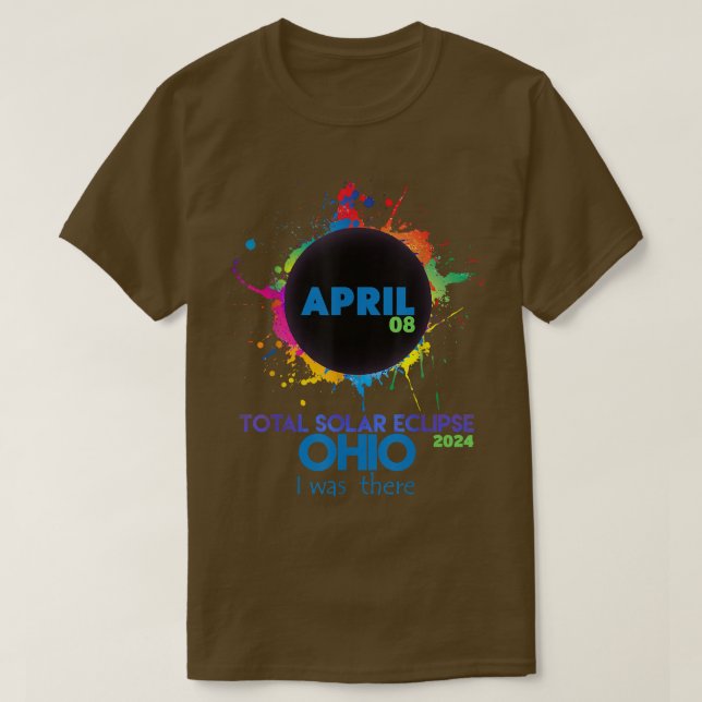 Total Solar Eclipse Ohio 2024 Colourful Totality  T-Shirt (Design Front)