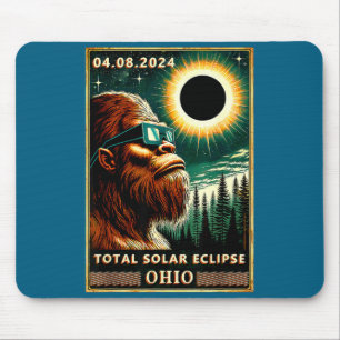Total Solar Eclipse Ohio Bigfoot Illustration Mouse Pad