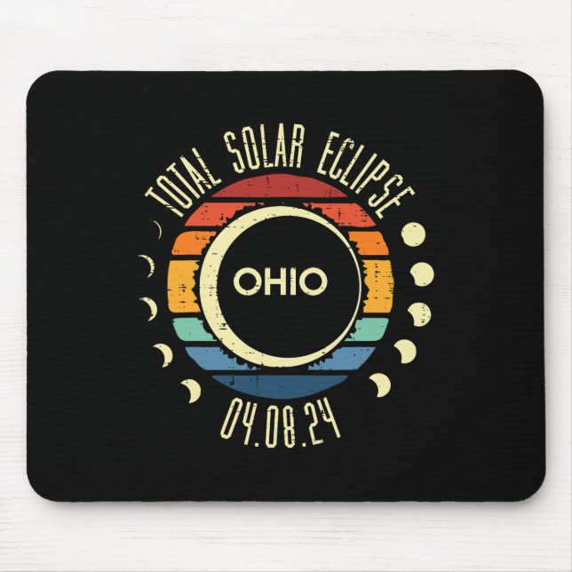 Total Solar Eclipse Ohio Sunset Retro 04.08.24 Men Mouse Pad (Front)