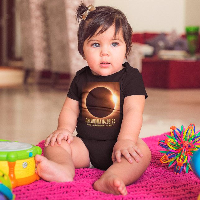 Total Solar Eclipse Oklahoma 2024 Personalised Baby Bodysuit (Creator Uploaded)