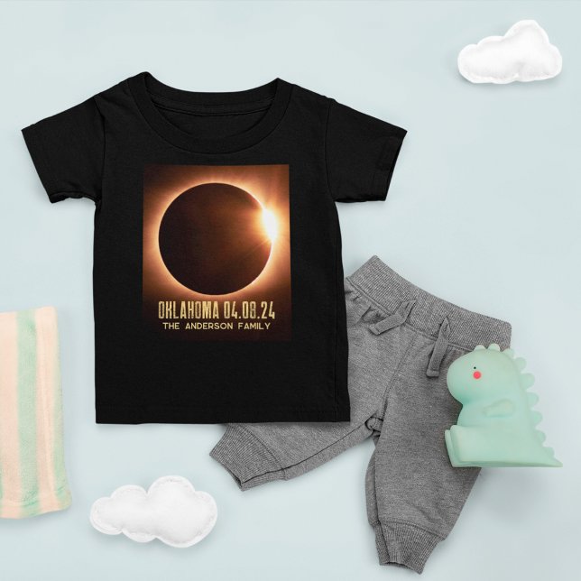Total Solar Eclipse Oklahoma 2024 Personalised Baby T-Shirt (Creator Uploaded)