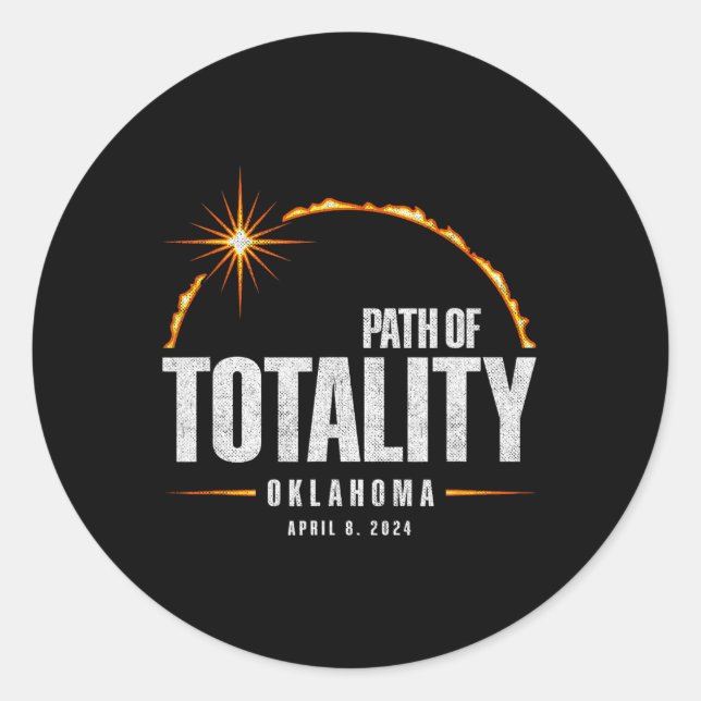 Total Solar Eclipse Oklahoma - Total Eclipse 2024  Classic Round Sticker (Front)