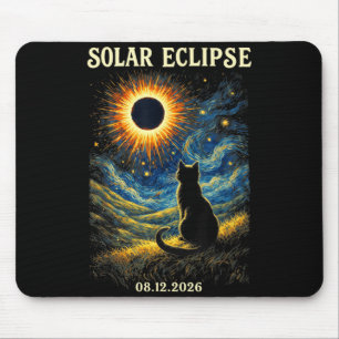 Total Solar Eclipse Painting Cats 2026 August 12 Mouse Pad