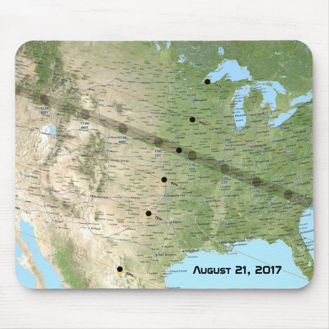 Total Solar Eclipse Path Map 2017 Mouse Pad (Front)