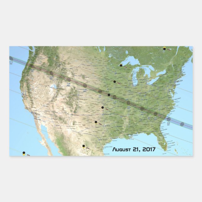 Total Solar Eclipse Path Map 2017 Rectangular Sticker (Front)
