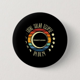 Total Solar Eclipse Pennsylvania Retro 04.08 Men W 6 Cm Round Badge