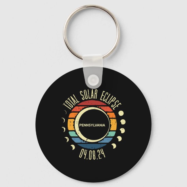 Total Solar Eclipse Pennsylvania Retro 04.08 Men W Key Ring (Front)