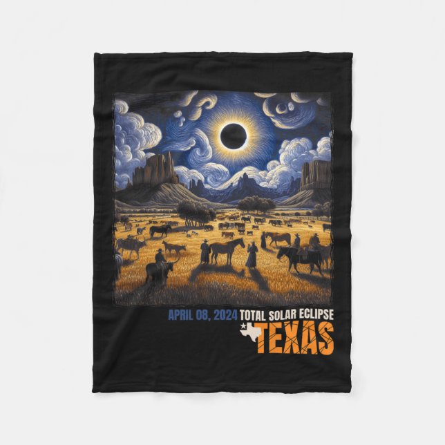 Total Solar Eclipse Retro April 8 2024 Astronomy  Fleece Blanket (Front)