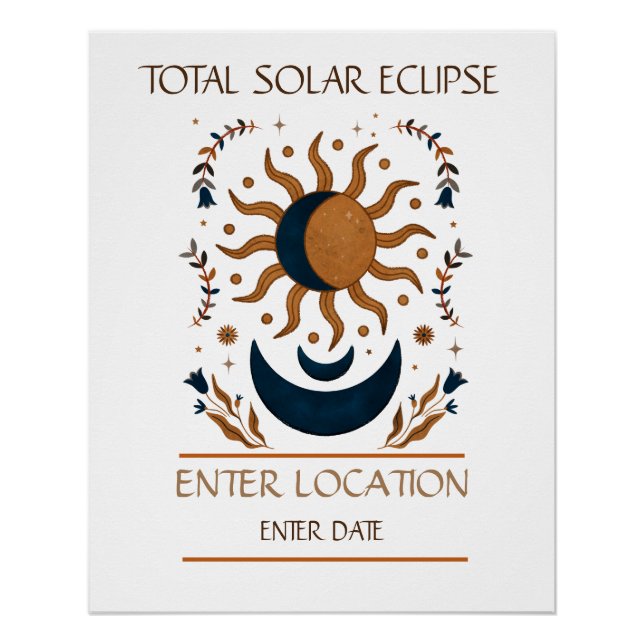 Total Solar Eclipse Spain Custom 2026 Poster (Front)