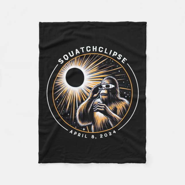 Total Solar Eclipse Squatchclipse Bigfoot Sasquatc Fleece Blanket (Front)