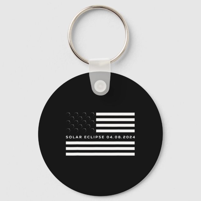 Total Solar Eclipse US American Flag 04.08.2024 To Key Ring (Front)