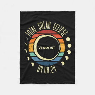 Total Solar Eclipse Vermont Retro 2024 Men Women K Fleece Blanket