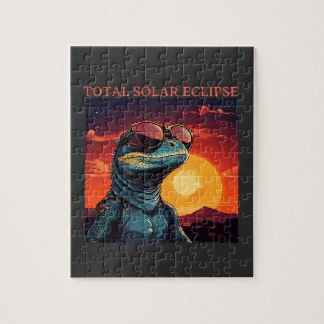 Total Solar Eclipse with cool lizard Jigsaw Puzzle (Vertical)