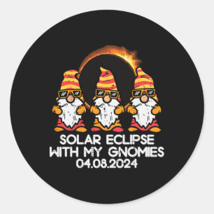 Total Solar Eclipse With Gnomies 04.08.2024 Men Wo Classic Round Sticker