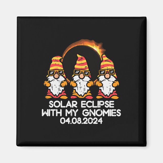 Total Solar Eclipse With Gnomies 04.08.2024 Men Wo Magnet (Front)
