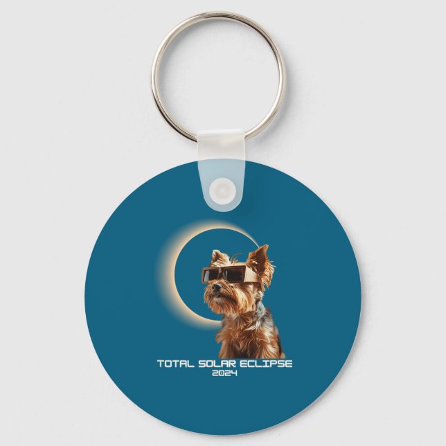 Total Solar Eclipse Yorkshire Terrier Key Ring (Front)
