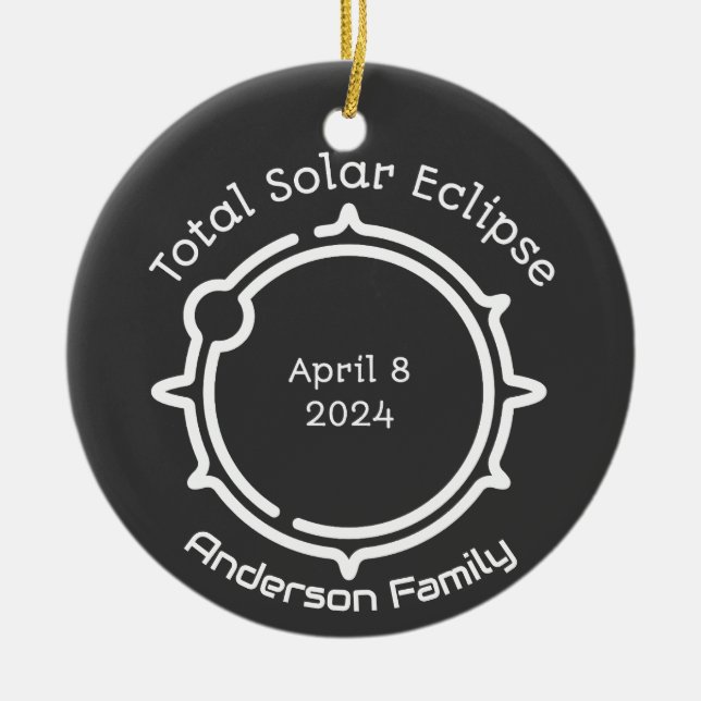 Total Solar Gift Eclipse 2024 Modern Minimal Ceramic Tree Decoration (Front)