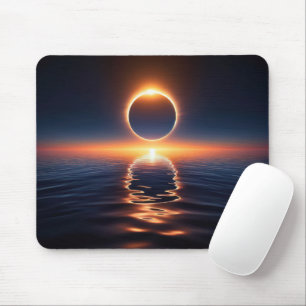 Total Sun Eclipse Over Ocean Water Mouse Pad