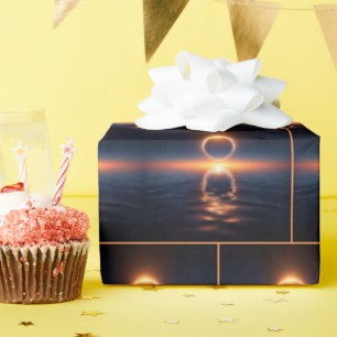 Total Sun Eclipse Over Ocean Water Wrapping Paper