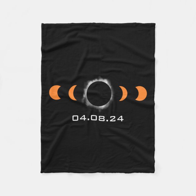 Total Sun Eclipse Solar April 8 2024 Path Of Total Fleece Blanket (Front)
