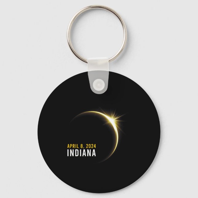 Totality 04 08 24 Total Solar Eclipse 2024 Indiana Key Ring (Front)