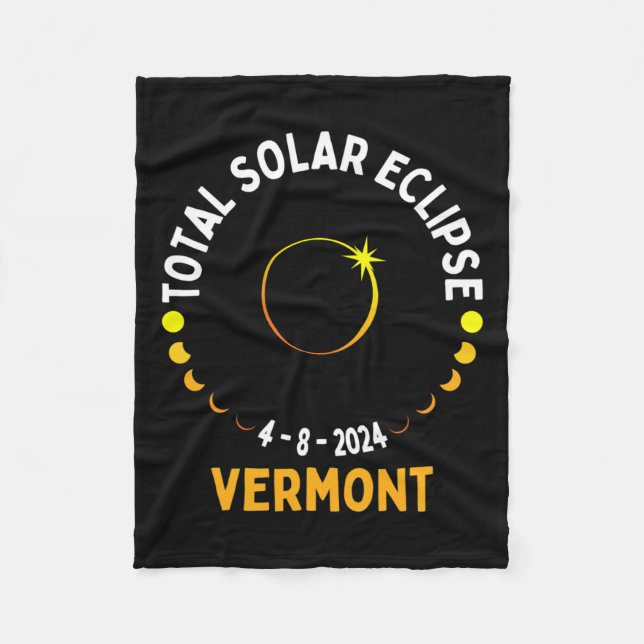 Totality 04 08 24 Total Solar Eclipse 2024 Vermont Fleece Blanket (Front)