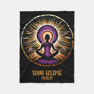 Totality April 8 Total Solar Eclipse Women Yoga _2 Fleece Blanket