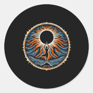Totality April 8 Total Solar Eclipse Women Yoga Classic Round Sticker