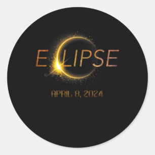 Totality Eclipse 4.08.24 Total Solar Eclipse 2024  Classic Round Sticker