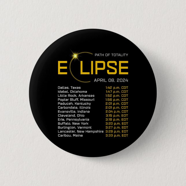 Totality Path 2024 Eclipse Map Total Eclipse Astro 6 Cm Round Badge (Front)