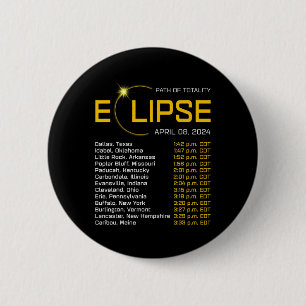 Totality Path 2024 Eclipse Map Total Eclipse Astro 6 Cm Round Badge