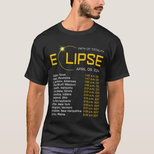 Totality Path 2024 Eclipse Map Total Eclipse Astro T-Shirt (Front)