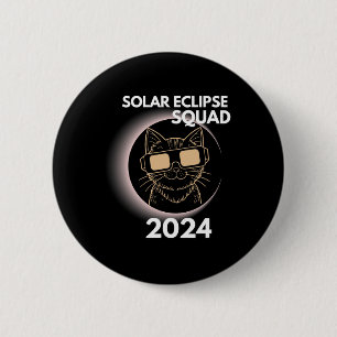 Totality Solar Eclipse 2024 Cat Moon Sun Earth Apr 6 Cm Round Badge