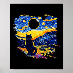 Totality Solar Eclipse 2024 Starry Night Van Gogh  Poster