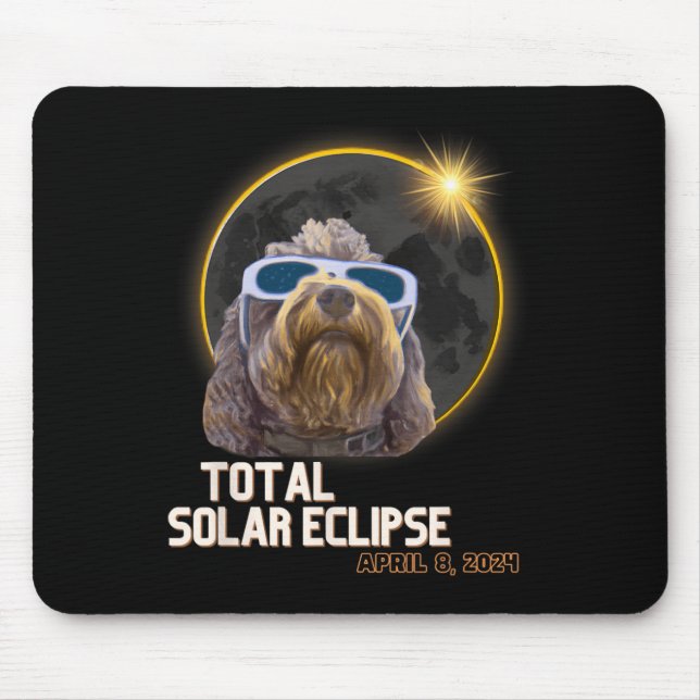 Totality Solar Eclipse Goldendoodle With Eclipse G Mouse Pad (Front)