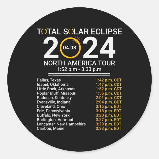 Totality Spring 4.08.24 Total Solar Eclipse 2024  Classic Round Sticker (Front)
