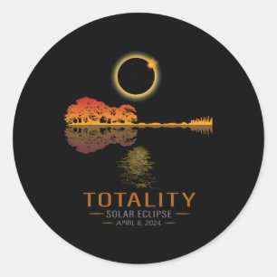 Totality Spring 4 08 24 Total Solar Eclipse Guitar Classic Round Sticker