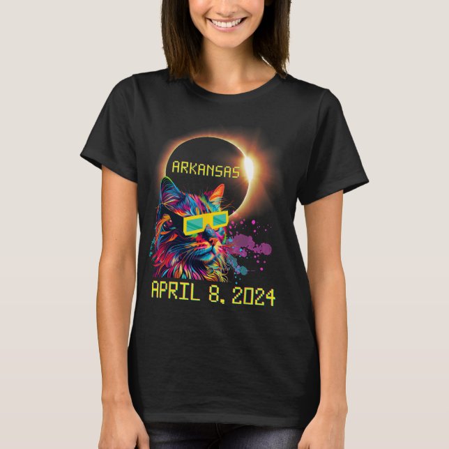Totality Total Solar Eclipse Cat April 8 2024 Arka T-Shirt (Front)