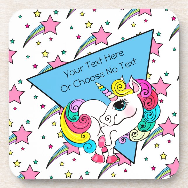 Totally 80s 90s Retro Colourful Stars White Unicor Coaster (Front)