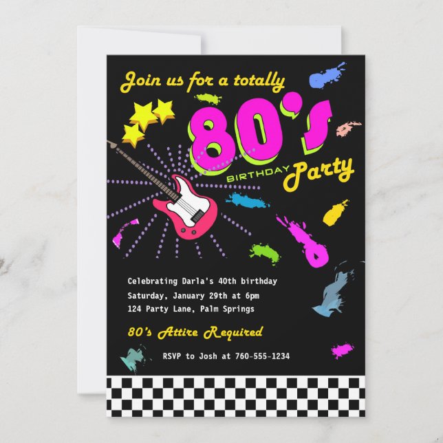 Totally 80's Birthday Party Invitations (Front)